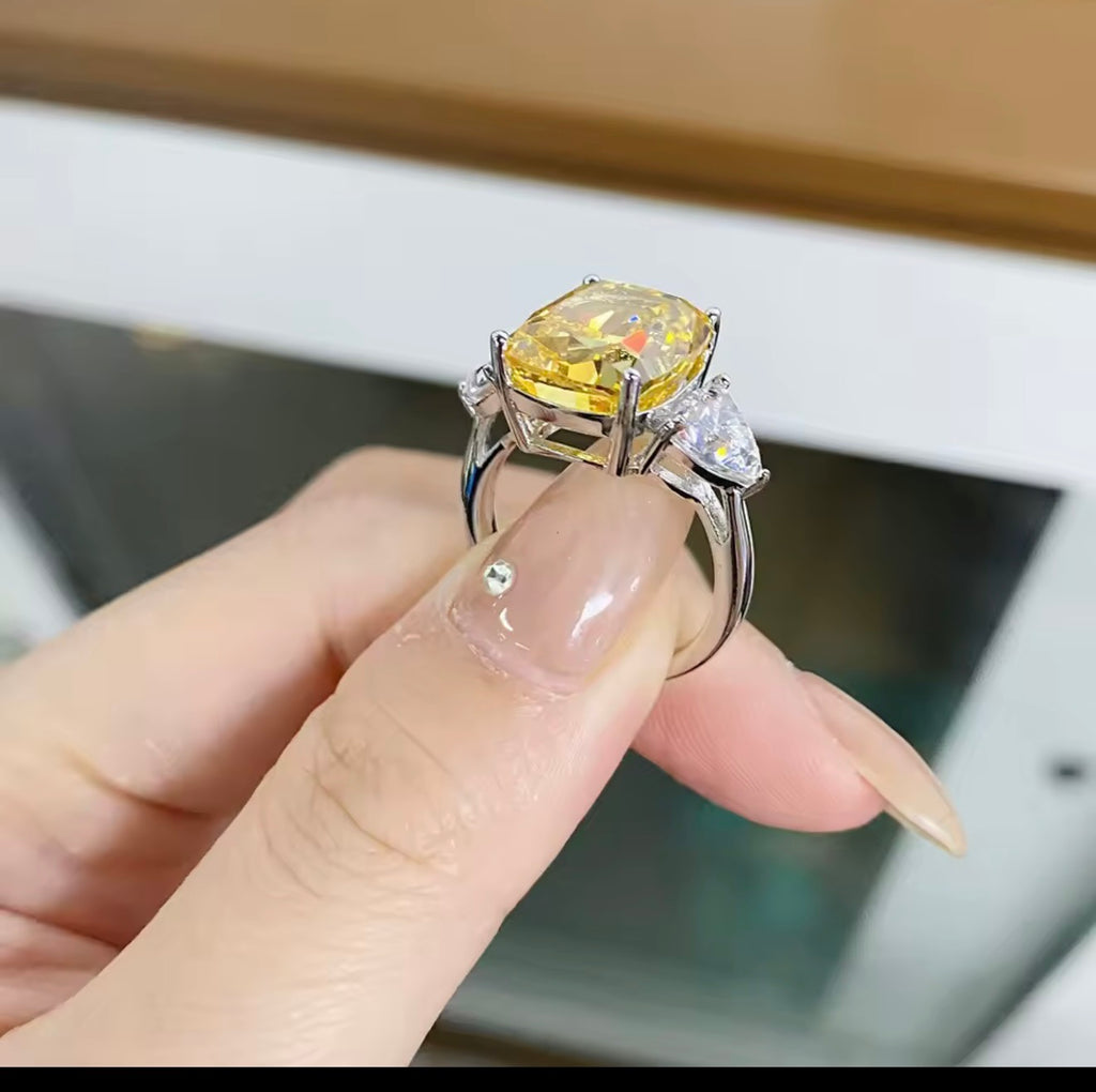 3 CT Yellow Moissanite Citrine Engagement Ring
