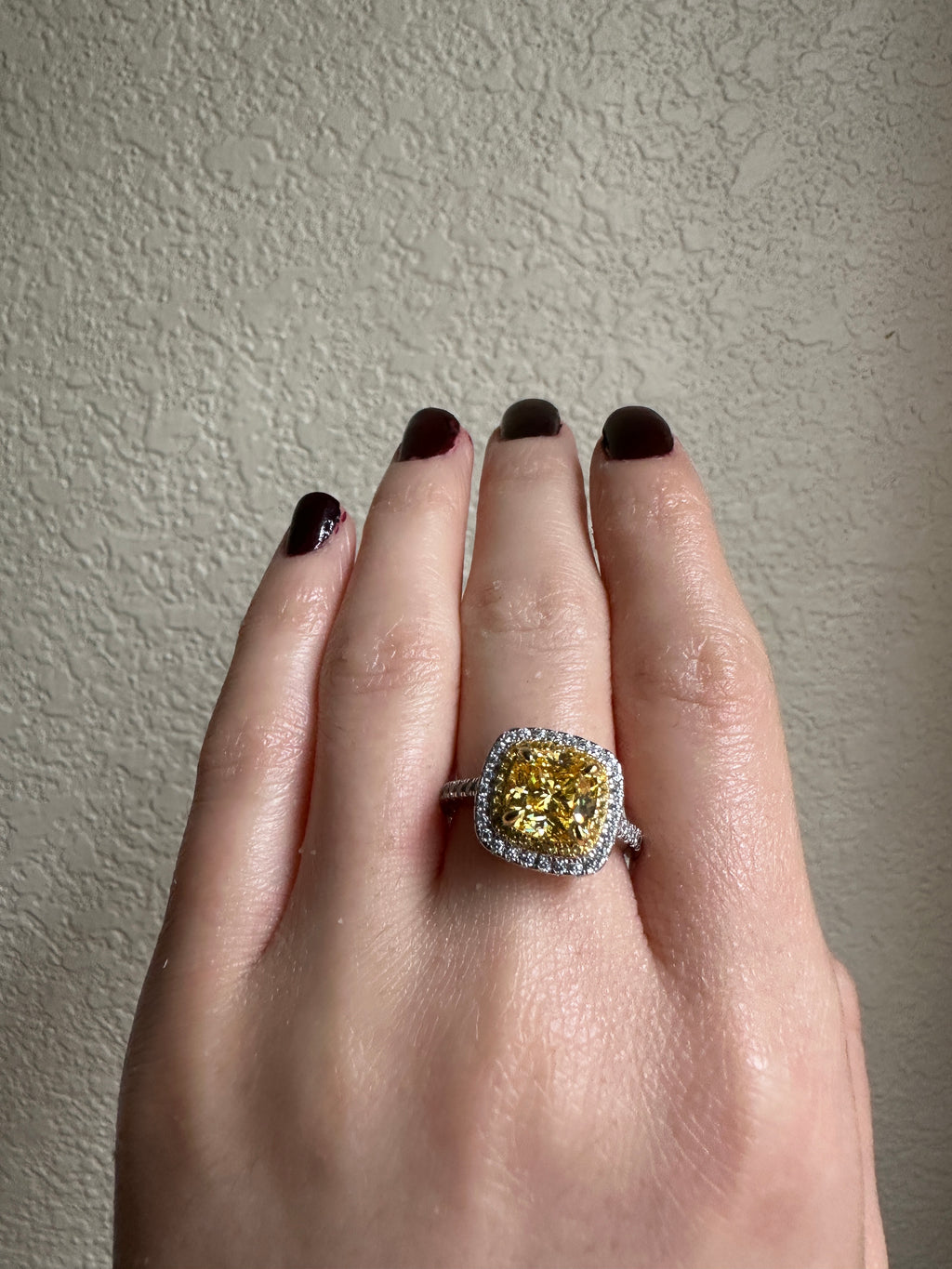 3 CT Yellow Mossanaite Citrine Engagement Ring