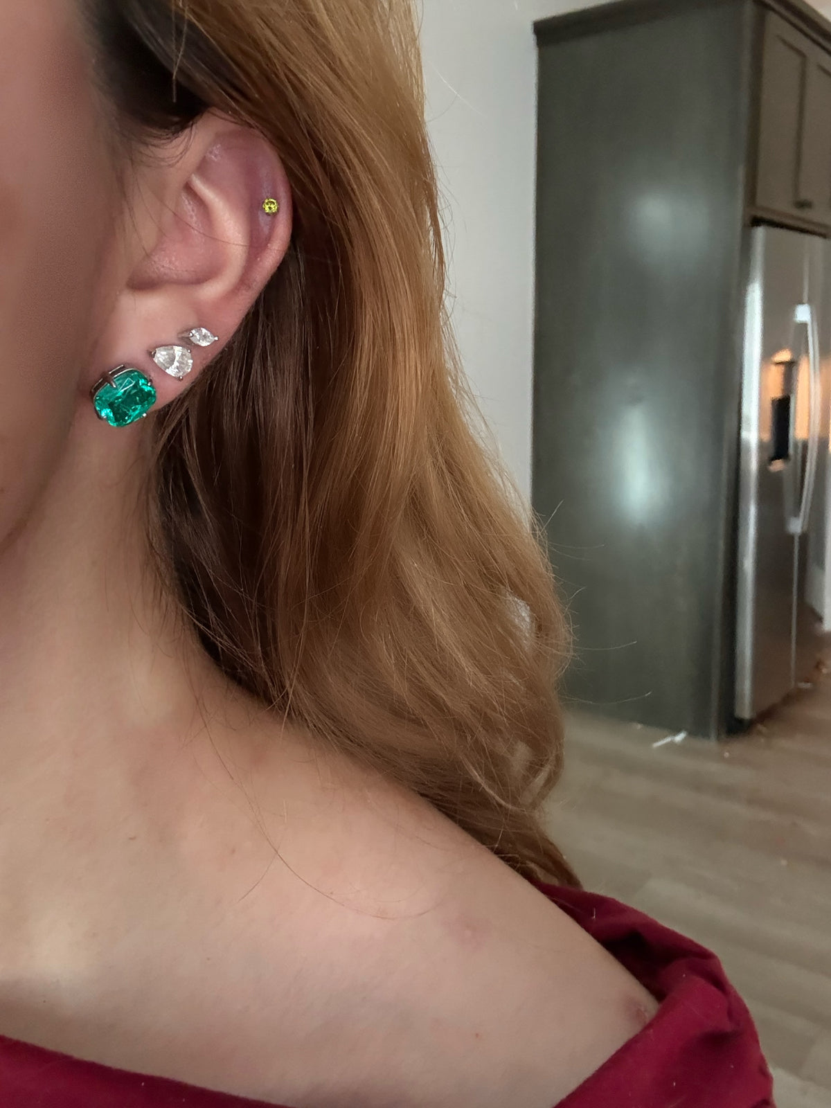 3 CT Elongated Cushion Cut Turquoise Earrings