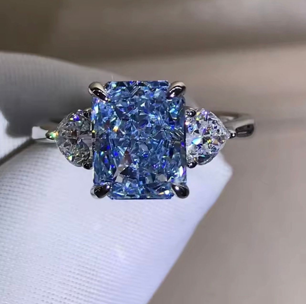 Blue Moissanite Ring