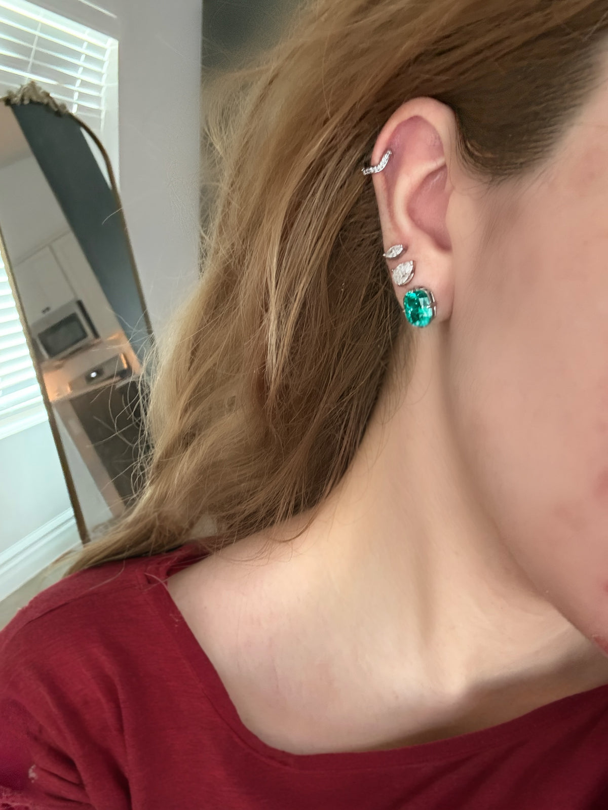 3 CT Elongated Cushion Cut Turquoise Earrings