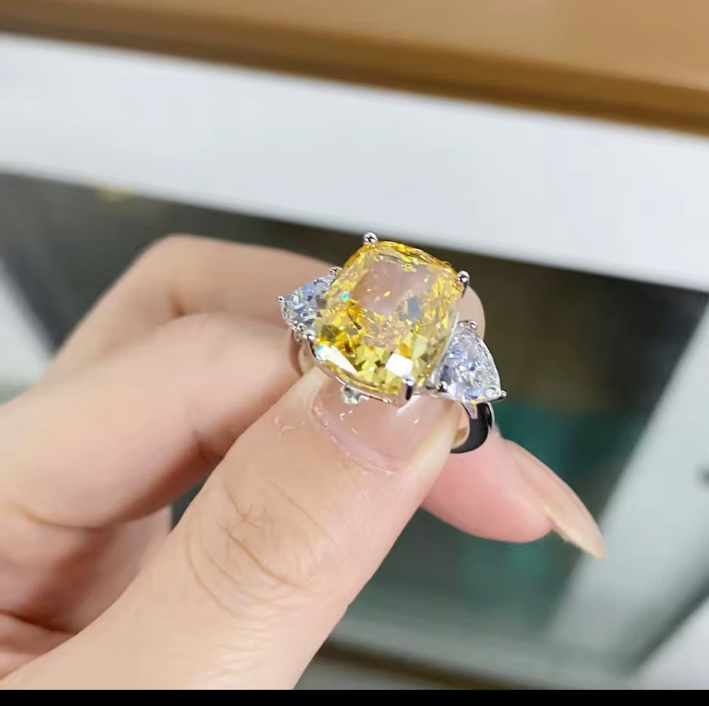 3 CT Yellow Moissanite Citrine Engagement Ring