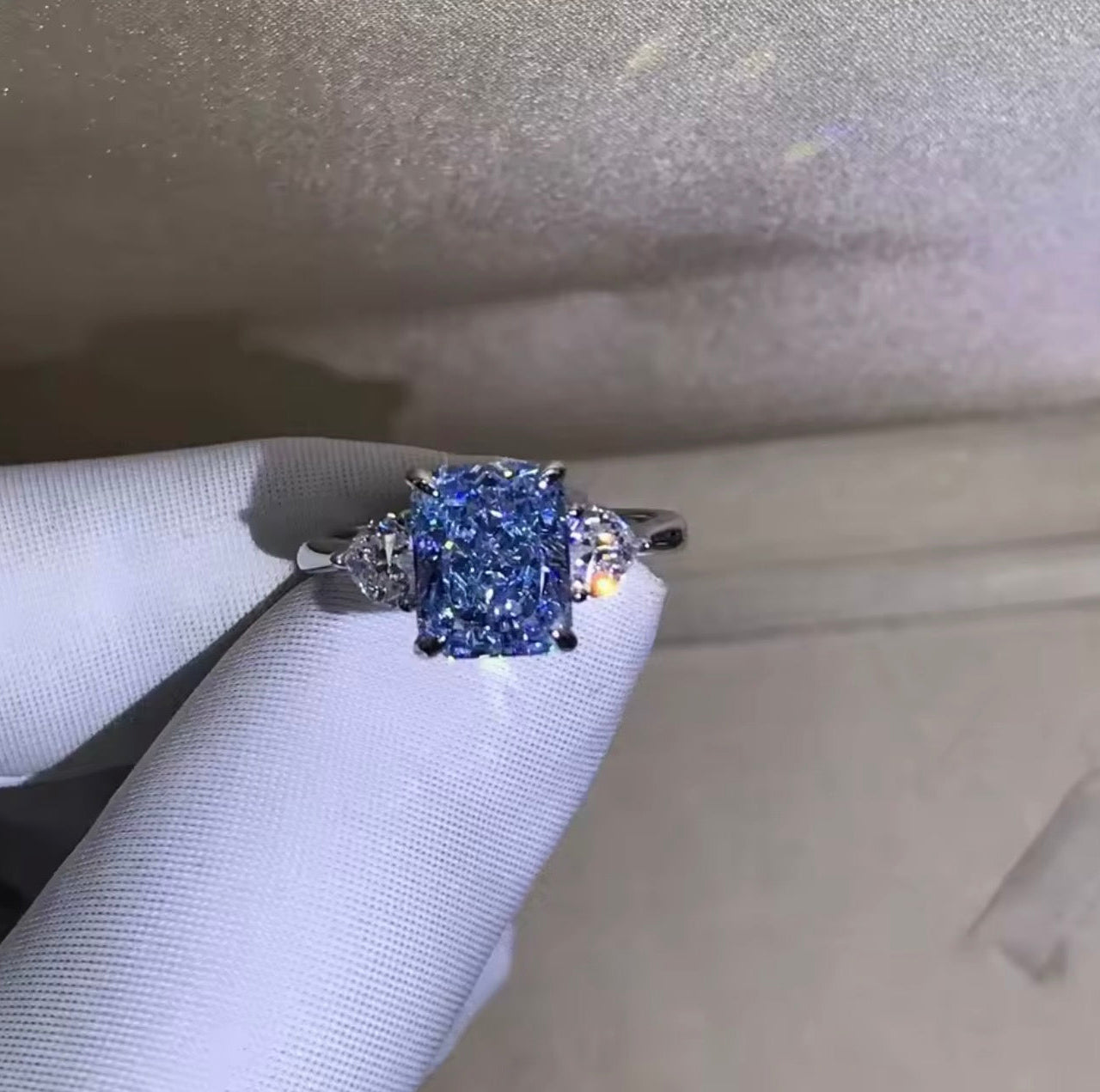 Blue Moissanite Ring