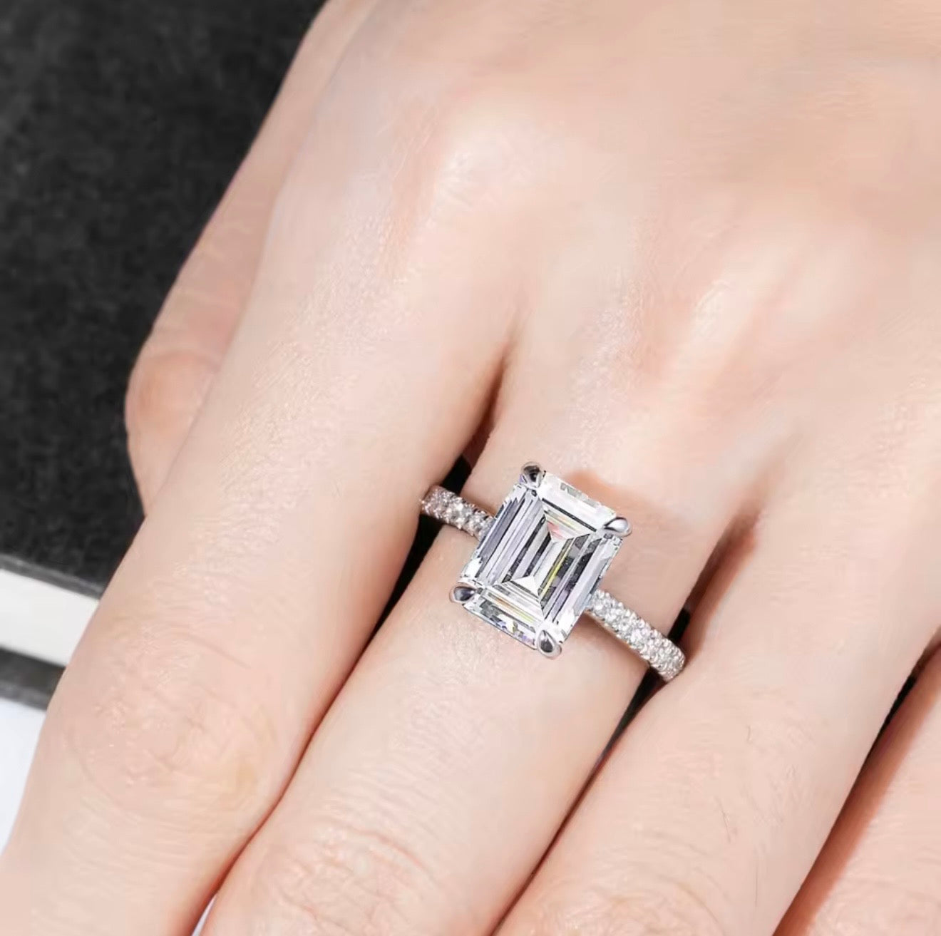 Moissanite Emerald-Cut Engagement Ring