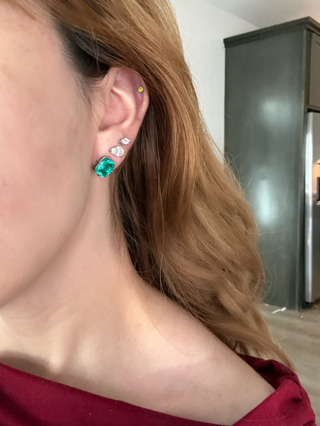 3 CT Elongated Cushion Cut Turquoise Earrings