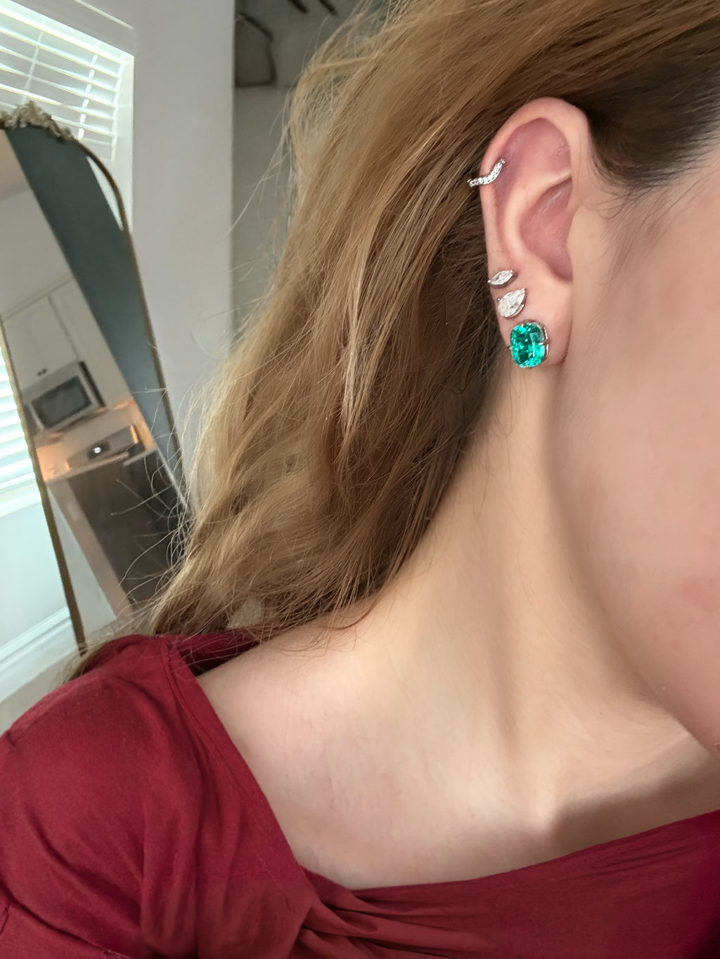 3 CT Elongated Cushion Cut Turquoise Earrings