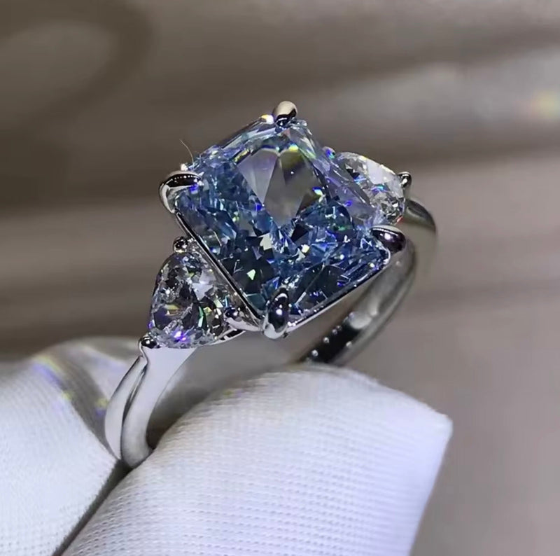 Blue Moissanite Ring