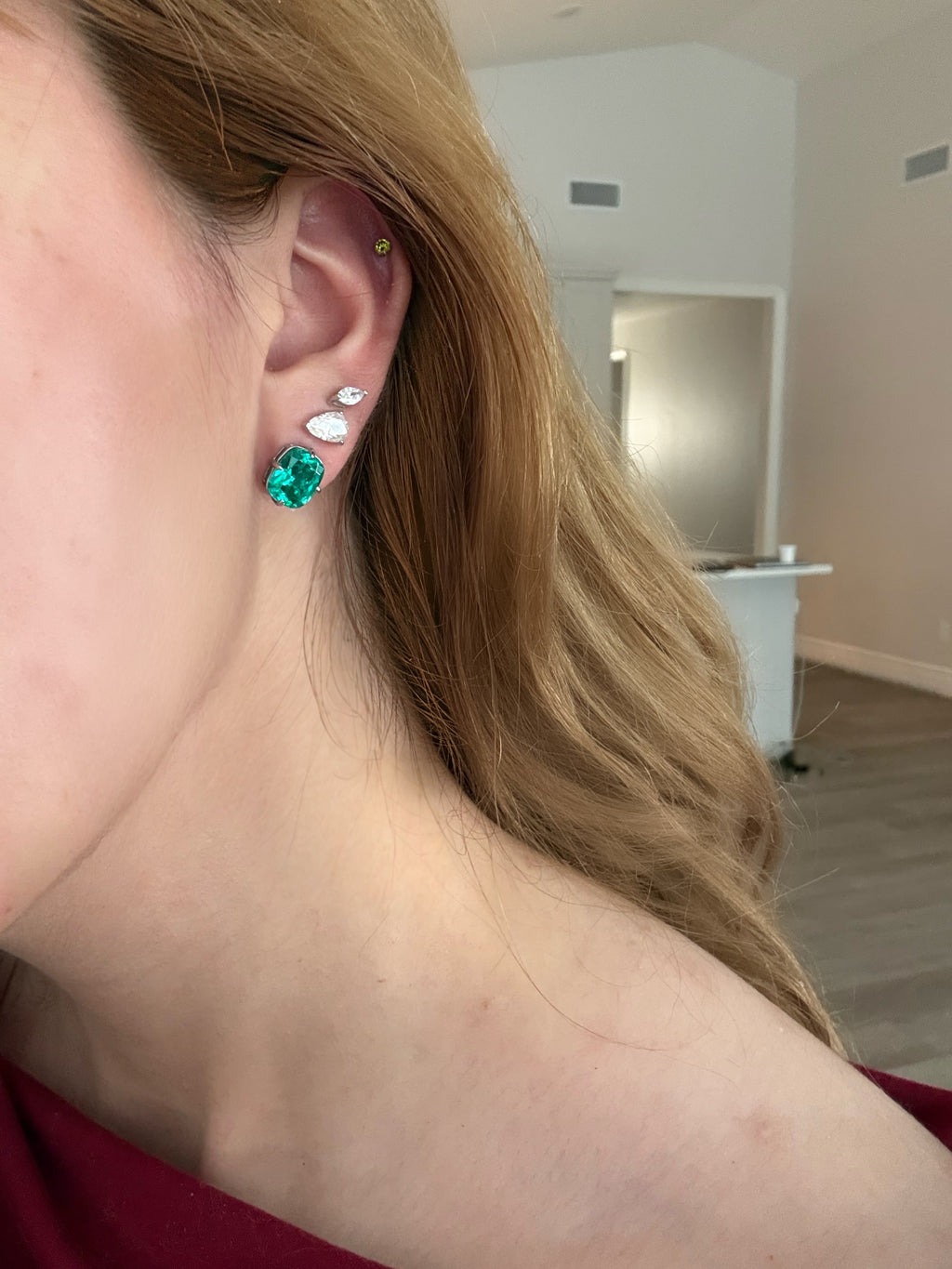 3 CT Elongated Cushion Cut Turquoise Earrings
