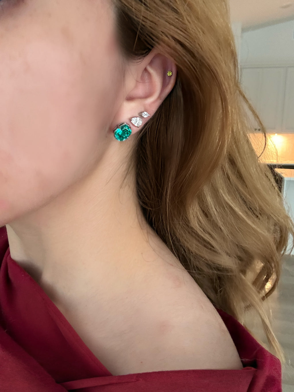 3 CT Elongated Cushion Cut Turquoise Earrings