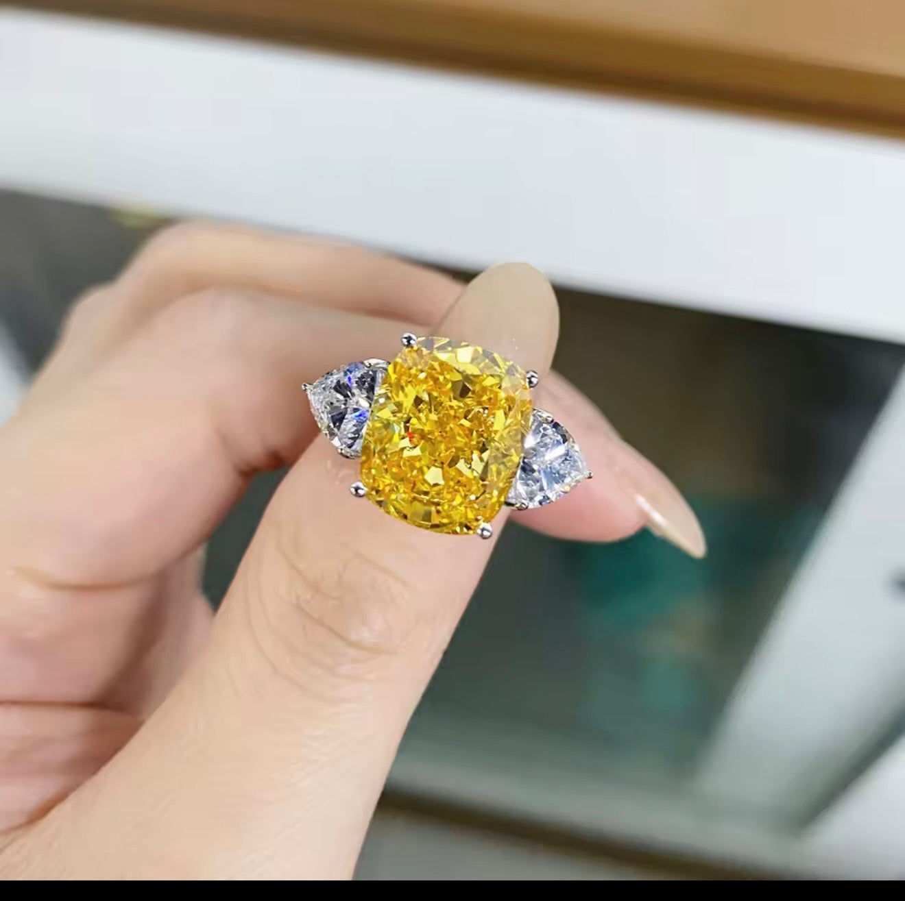 3 CT Yellow Mossanaite Citrine Engagement Ring (Copy)